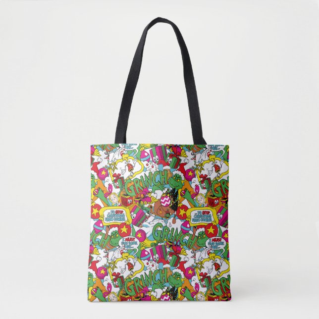 Tote Bag Dr Seuss | Motif coloré Grinch (Devant)