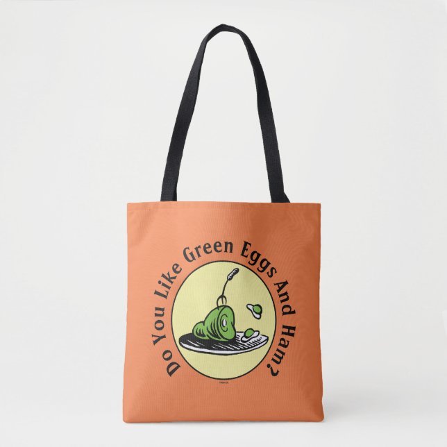 Tote Bag Dr Seuss | Oeufs verts et icône de jambon (Devant)