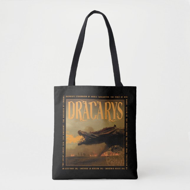 Tote Bag "Dracarys" Drogon Breathing Fire Graphic (Devant)