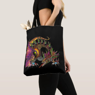 TOTE BAG DRAGO / DRAGON D'OR IMAGINAIRE EN PURPLE ET NOIR
