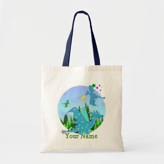 Tote Bag Dragon bleu frais (Devant)