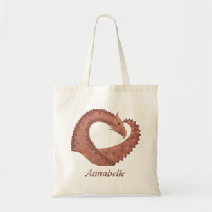 Tote Bag Dragon cardiaque Brown en blanc