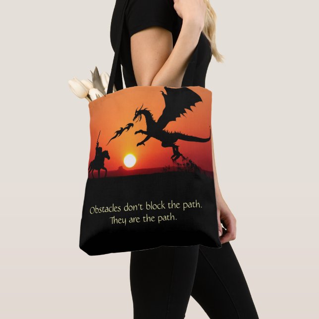 Tote Bag Dragon contre Chevalier Inspiration Motivation (De près)