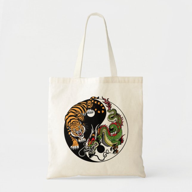 Tote Bag dragon et tigre yin yang (Devant)