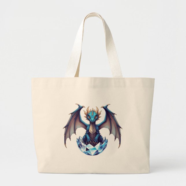 Tote Bag Dragon hatchling emerging from crystal eg (Front)