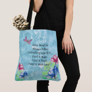 Tote Bag Dragonfly Et Floral Aquarelle Laver