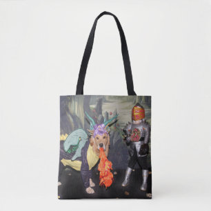 Tote Bag Dragons de golden retriever combattant un