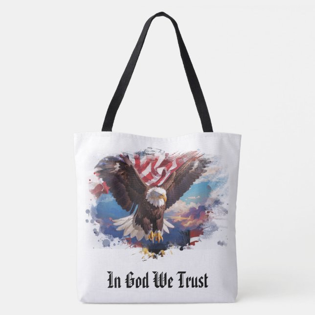 Tote Bag *~* Drapeau américain AP27 Eagle Sky Patriotique (Dos)
