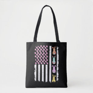 Tote Bag Drapeau américain avec lapin pour la journée de Pâ