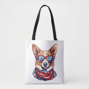 Tote Bag Drapeau américain Corgi Patriotic Chien USA