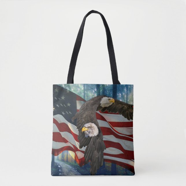 Tote Bag Drapeau américain de l'aigle à tête blanche (Devant)