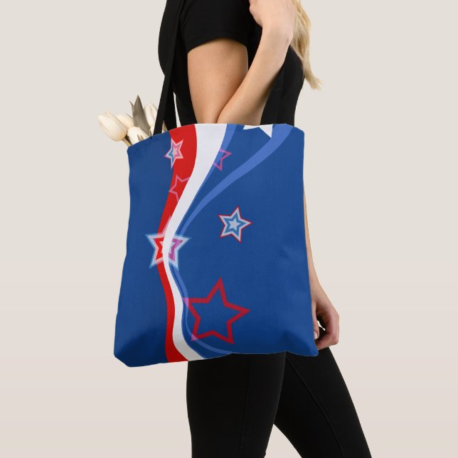 Tote Bag Drapeau américain design moderne abstrait (De près)