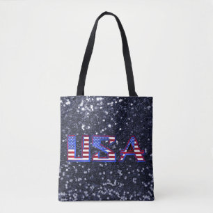 Tote Bag Drapeau américain Parties scintillant Faux Bleu de