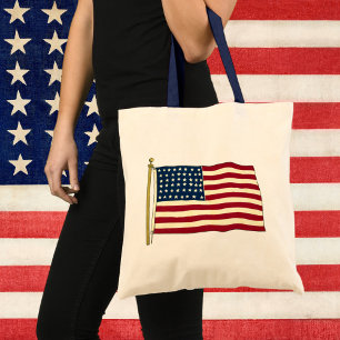 Tote Bag Drapeau américain patriotique vintage, Quatre juil