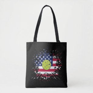 Tote Bag Drapeau américain Pickleball Racket Paddle Ball