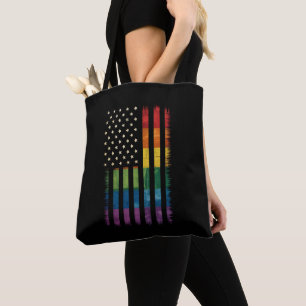 Tote Bag Drapeau américain USA Arc-en-ciel Fierté Gay Lesbi