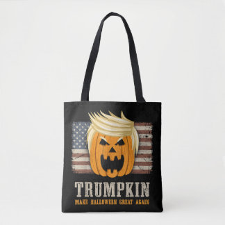 Tote Bag Drapeau américain Vintage Halloween Trumpkin Funny