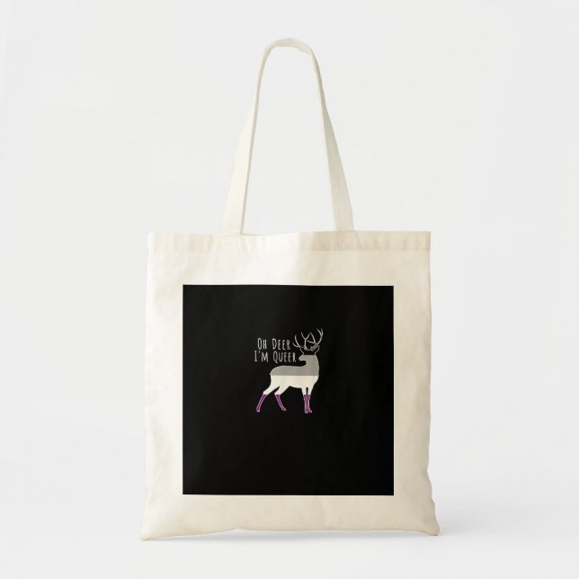 Tote Bag Drapeau Asexué Oh Cerf Fierté Queer Drôle Design L (Devant)