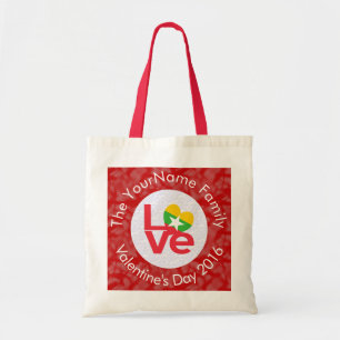 Tote Bag Drapeau birman Rouge Lettres AMOUR Blanc sur rouge