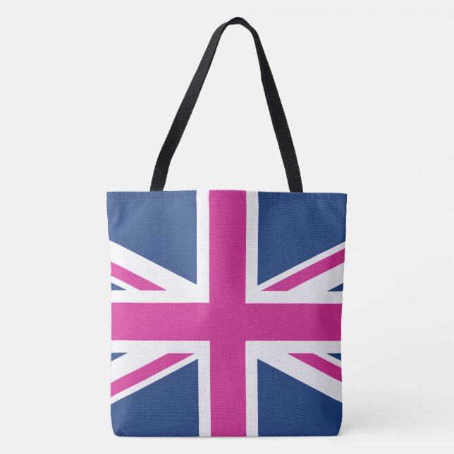 Tote Bag Drapeau britannique - bleu et rose (Devant)
