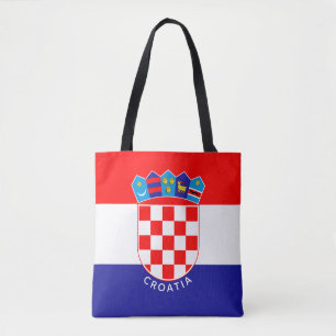 Tote Bag Drapeau Croate Avec Texte Personnalisé Hrvatska Za
