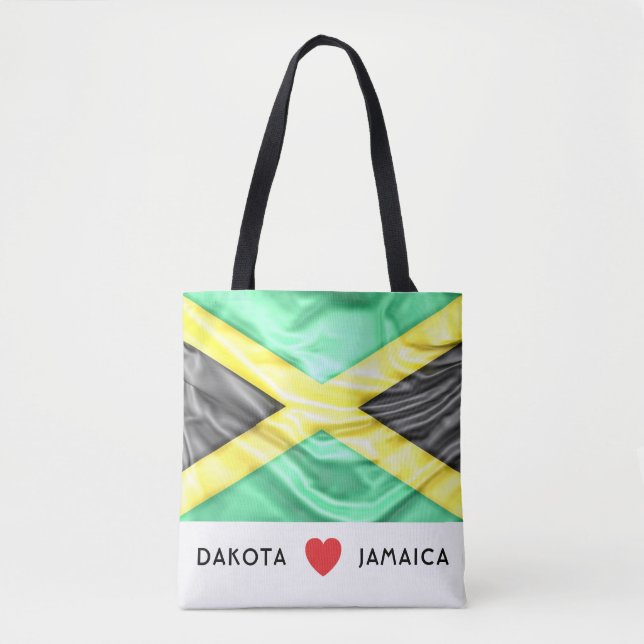 Tote Bag Drapeau de coeur de la coutume I de la Jamaïque (Devant)