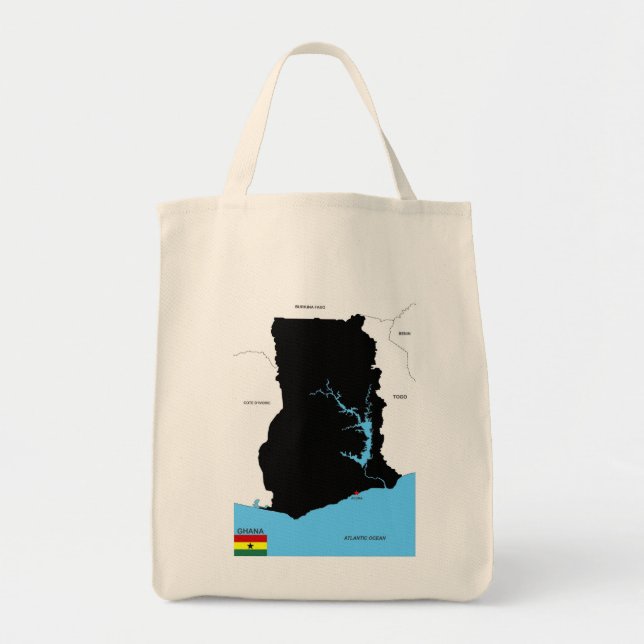 Tote Bag drapeau de la carte du pays ghana (Devant)