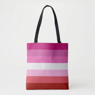 Tote Bag Drapeau de la fierté lesbienne rose, blanc, rouge