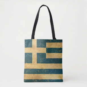 Tote Bag Drapeau de la Grèce Vintage Grunge