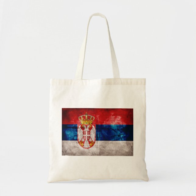 Tote Bag Drapeau de la Serbie patinée (Devant)