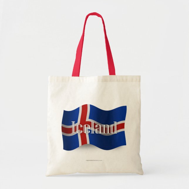 Tote Bag Drapeau de ondulation de l'Islande (Devant)