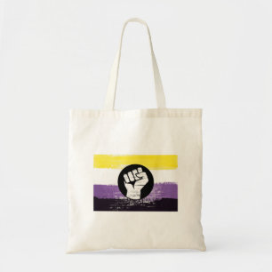 Tote Bag Drapeau de protestation peint non binaire