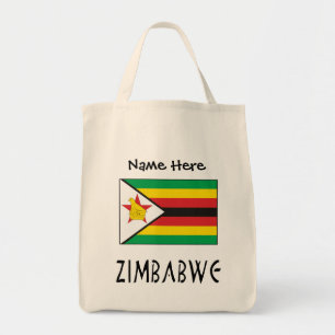 Tote Bag Drapeau du Zimbabwe Personnalisation noire