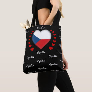 Tote Bag Drapeau et coeur tchèques, mode / sport, drapeau 