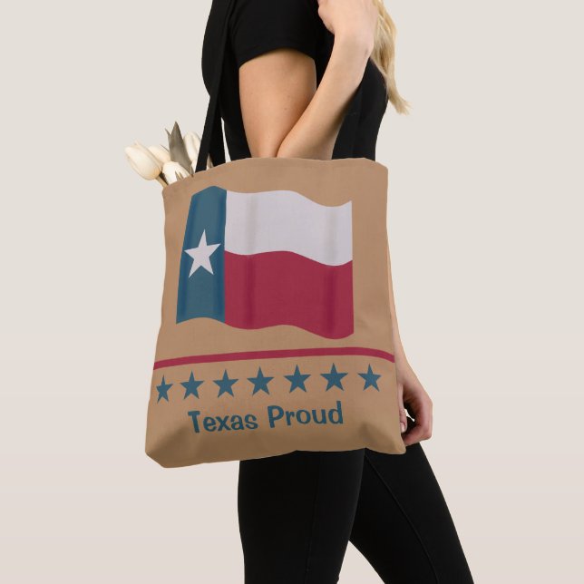 Tote Bag Drapeau étoile Lone Texas Fier Mots Rouge Blanc Bl (De près)