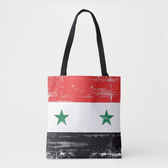 Tote Bag Drapeau grunge de la Syrie (Devant)