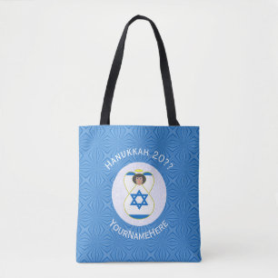 Tote Bag Drapeau israélien d'ange de Hanukkah Personnalisé 