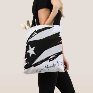 Tote Bag Drapeau noir et blanc Viva Porto Rico