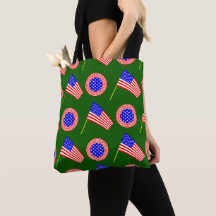Tote Bag Drapeau patriotique américain Motif sur vert