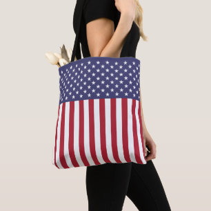 Tote Bag Drapeau Patriotique Rouge Blanc Bleu Étoiles Et Fr