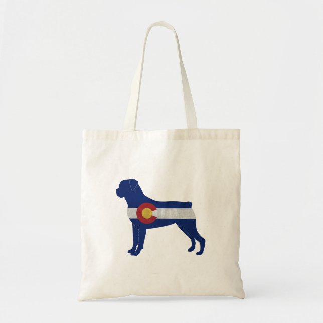 Tote Bag Drapeau Rottweiler Chien race Colorado Silhouette (Devant)