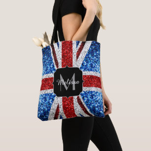 Tote Bag Drapeau rouge bleu blanc brillant parties scintill