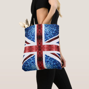 Tote Bag Drapeau rouge et bleu parties scintillant étincela