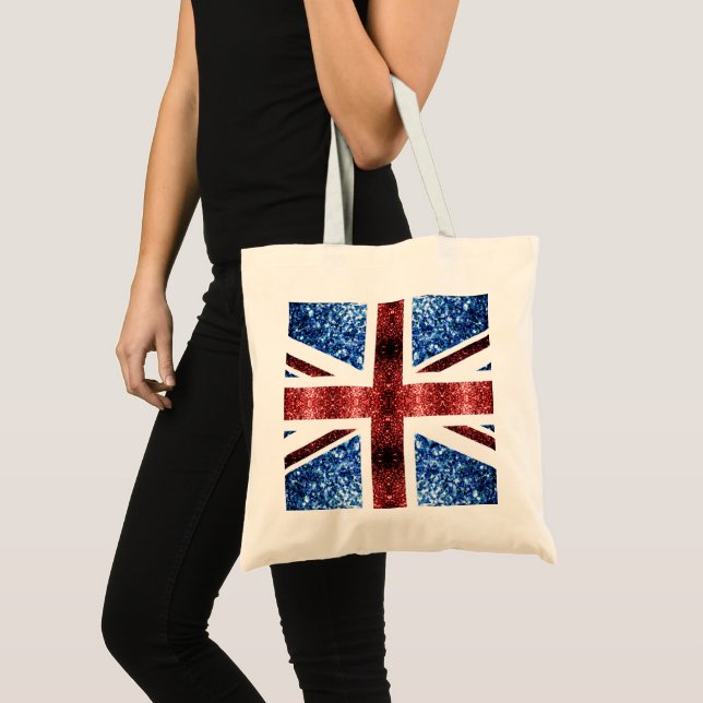Tote Bag Drapeau rouge et bleu parties scintillant étincela (Devant (produit))