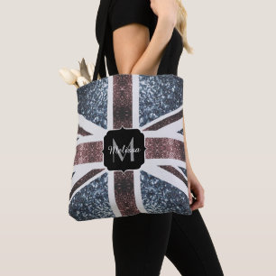 Tote Bag Drapeau Rustique UK rouge bleu étincelants parties