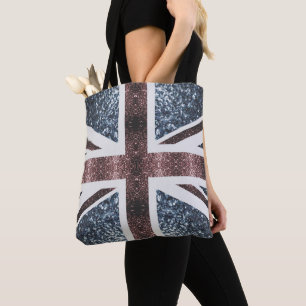 Tote Bag Drapeau rustique UK rouge bleu étincelants parties