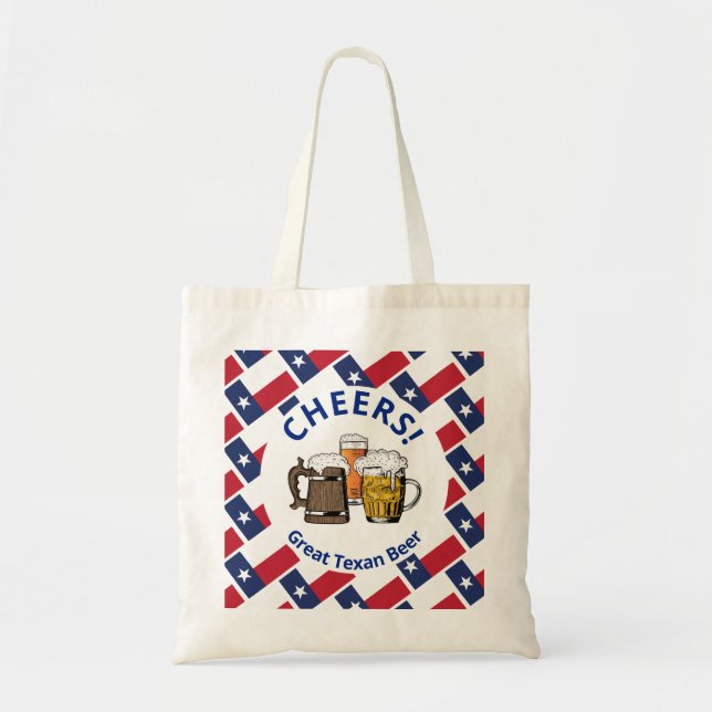 Tote Bag DRAPEAU TEXAS - Dessin de la grande bière texane (Devant)
