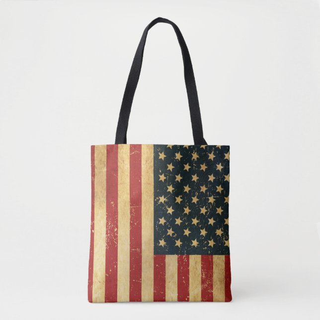 Tote Bag Drapeau Vintage américain Grunge (Devant)