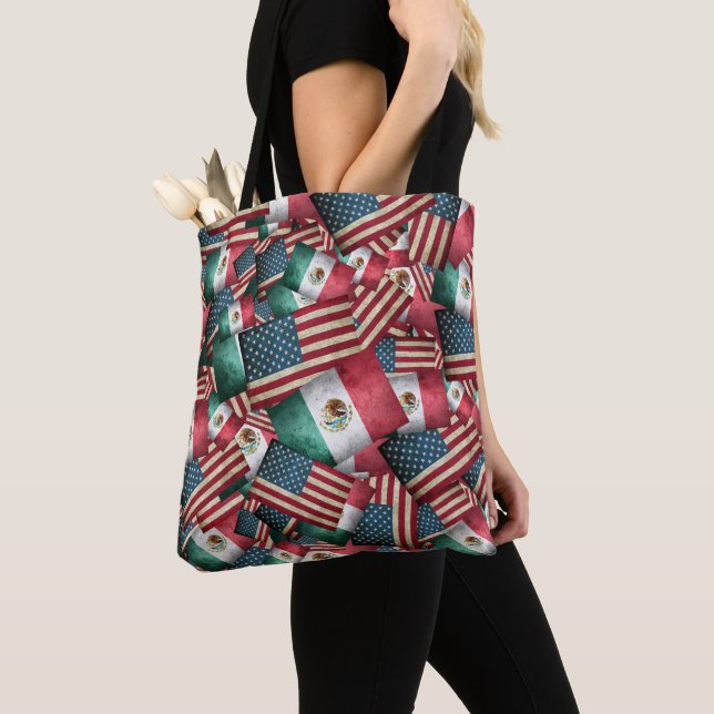 Tote Bag Drapeaux mexicains/américains - US & Mexicains (De près)