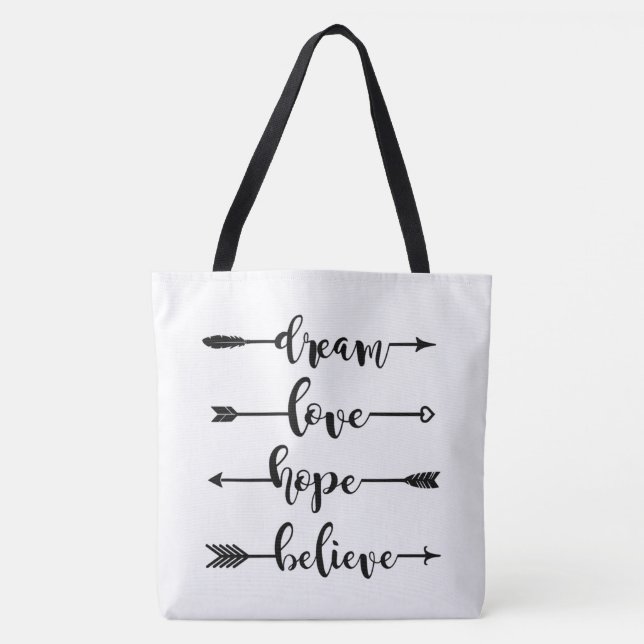 Tote Bag Dream Love Hope Believe Flèches (Devant)